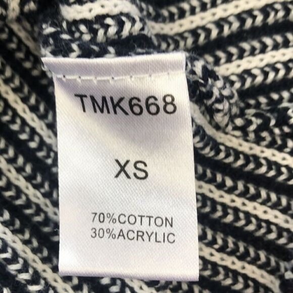 THML Sleeveless Sweater Top Blue/White Stripe Knit Crochet Round Collar Cotton S - Picture 11 of 12